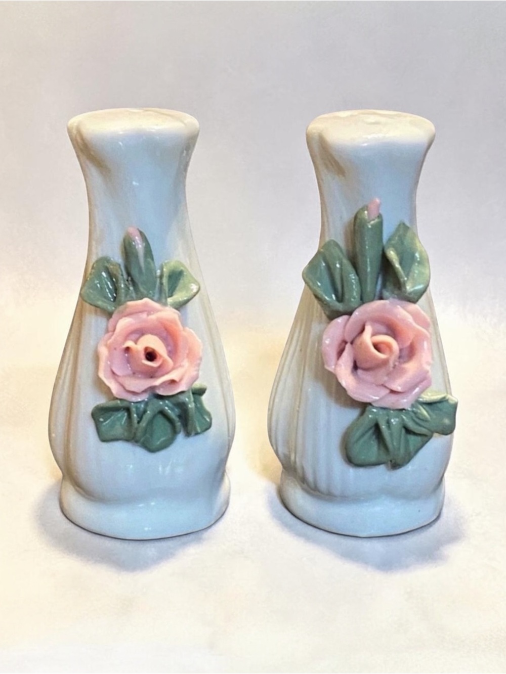 Porcelain Rose Salt & Pepper Shakers